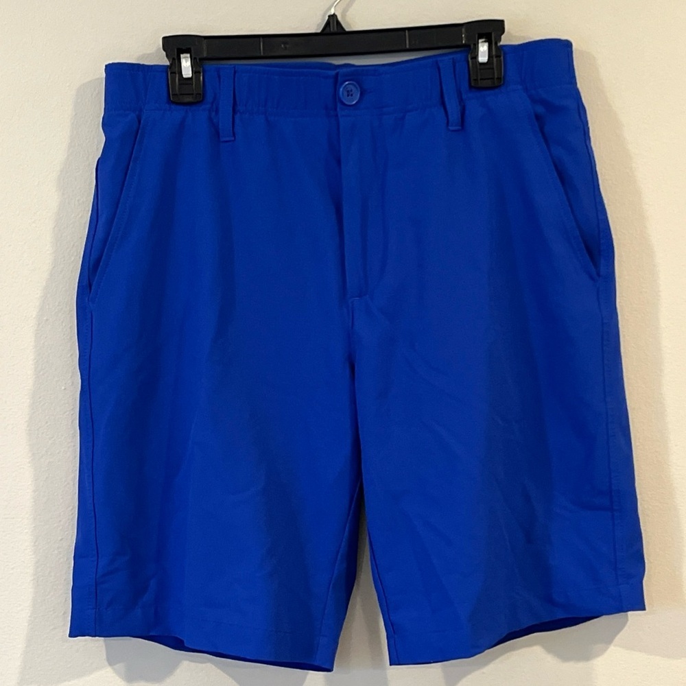 Under Armour Shorts Mens 34 Blue Golf Chino Performance Flat Front Casual